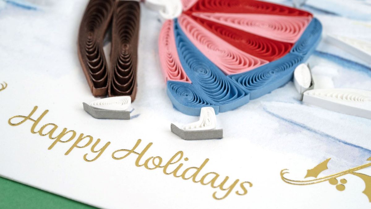 HD6058SN-Second Nature-Ice Skating-Xmas Card-Quilling Card Collection
