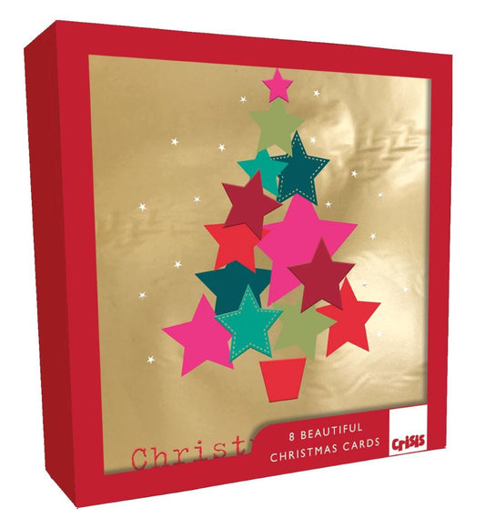 XCR046-Second Nature-Star Tree-Xmas Card Pack-Crisis Charity Range