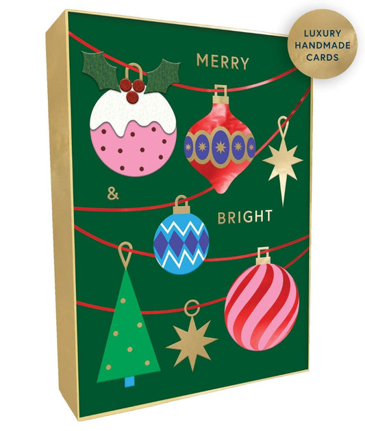 XFF001-Second Nature-Merry & Bright-Xmas Card Pack-Fir & Felt
