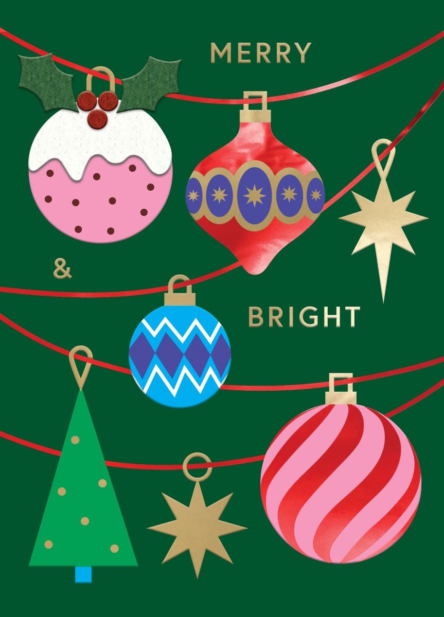 XFF001S-Second Nature-Merry & Bright-Xmas Card-Fir & Felt