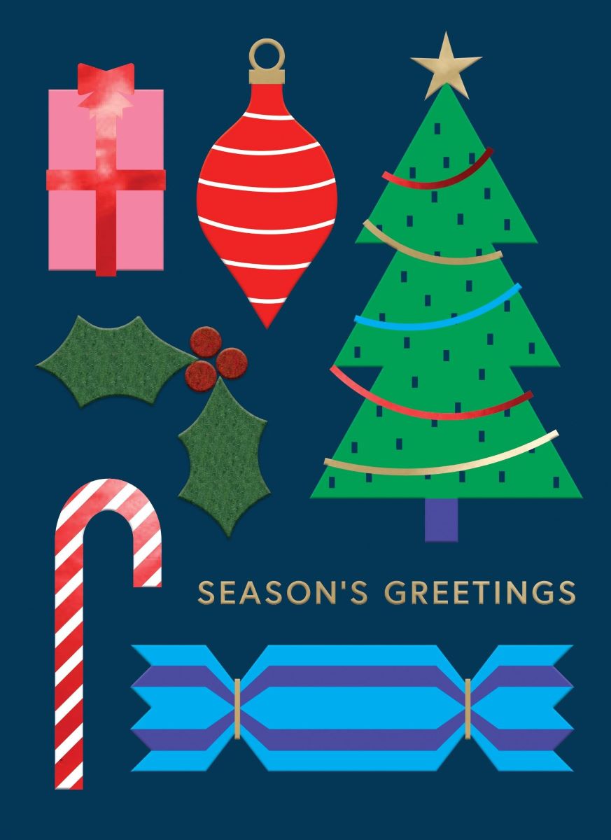 XFF002S-Second Nature-Season'S Greetings-Xmas Card-Fir & Felt