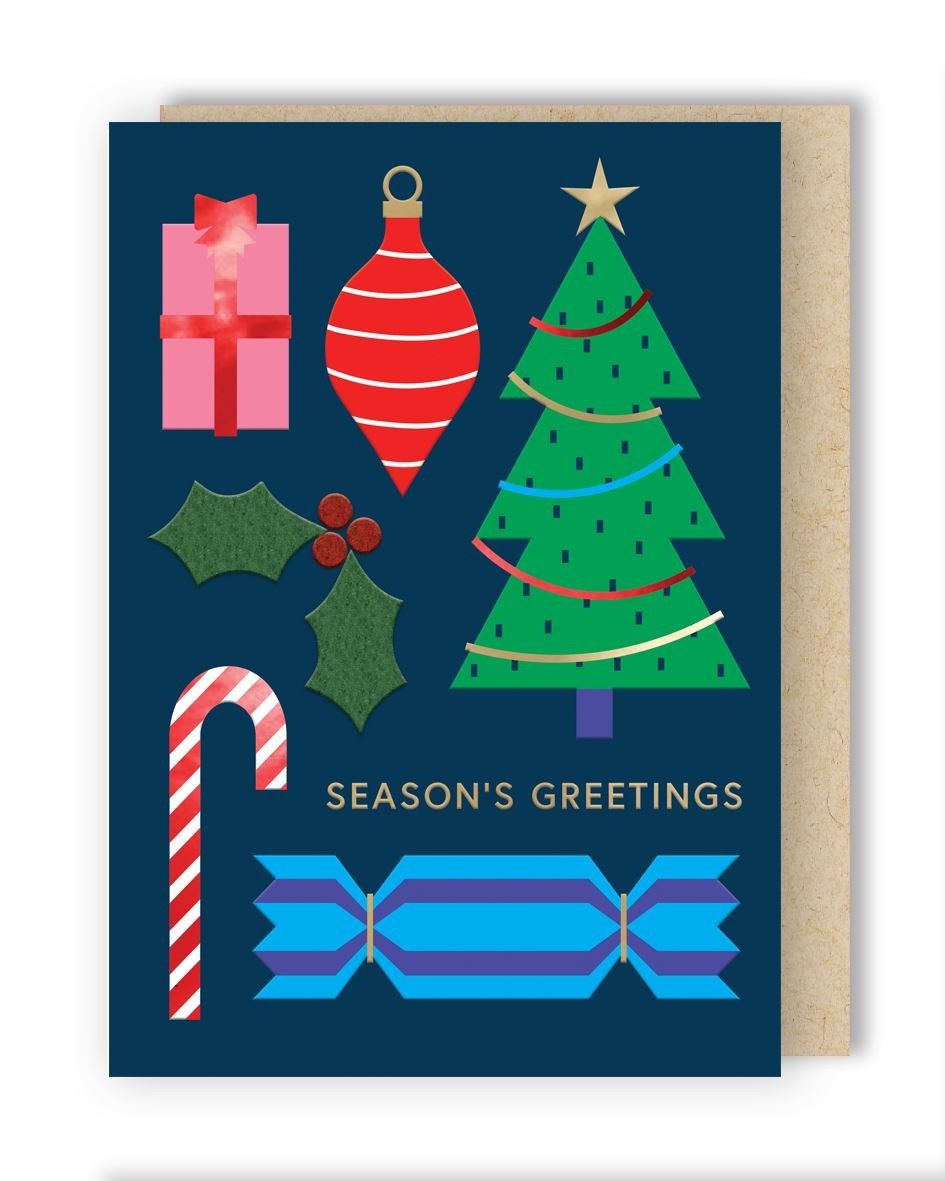 XFF002-Second Nature-Season'S Greetings-Xmas Card Pack-Fir & Felt