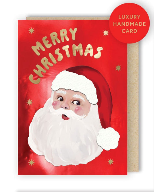 XFF003S-Second Nature-Santa-Xmas Card-Fir & Felt