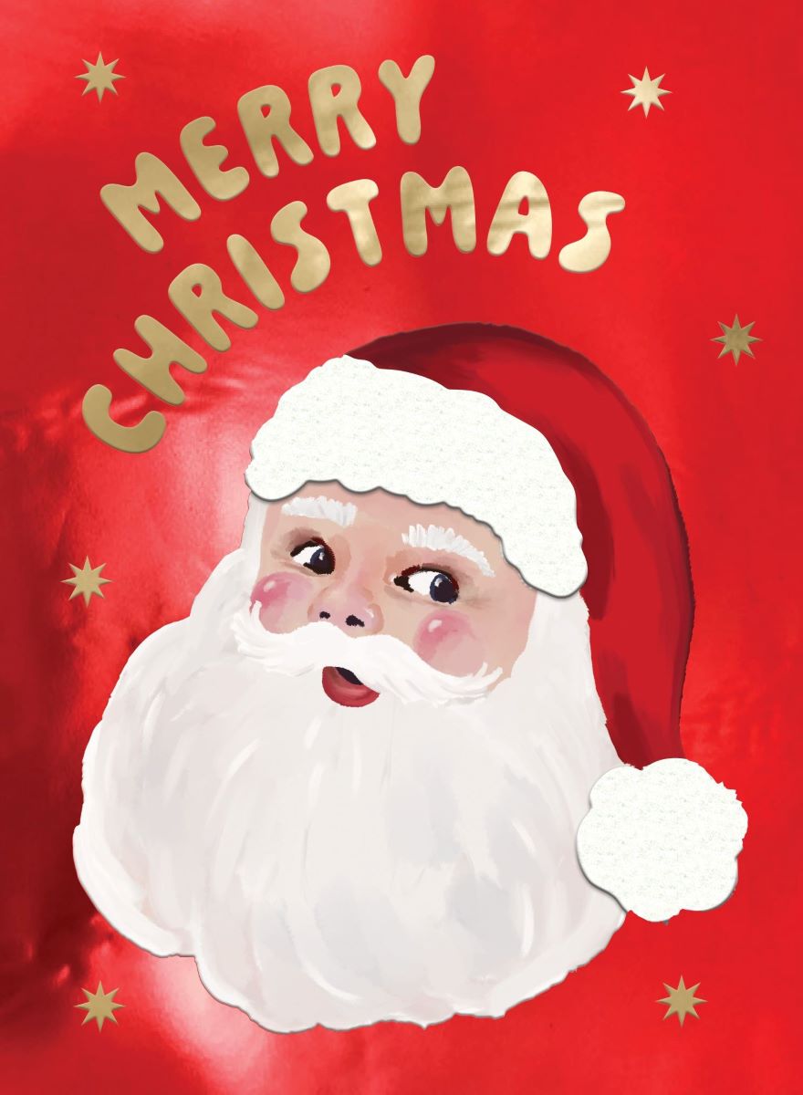 XFF003S-Second Nature-Santa-Xmas Card-Fir & Felt