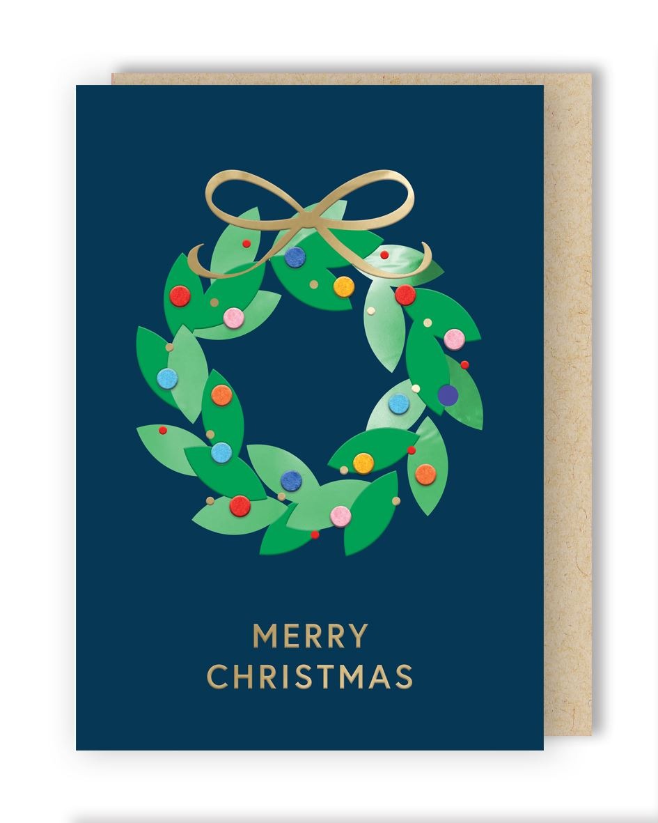 XFF005-Second Nature-Wreath-Xmas Card Pack-Fir & Felt