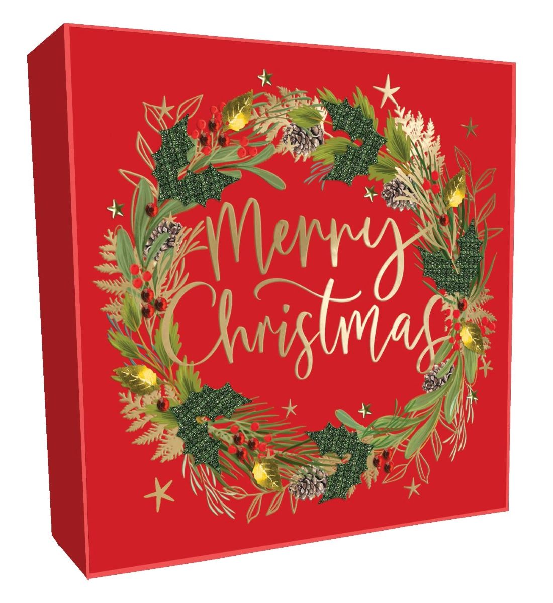 XLSB108-Second Nature-Wreath-Xmas Card Pack-Sparkle Boxed Cards