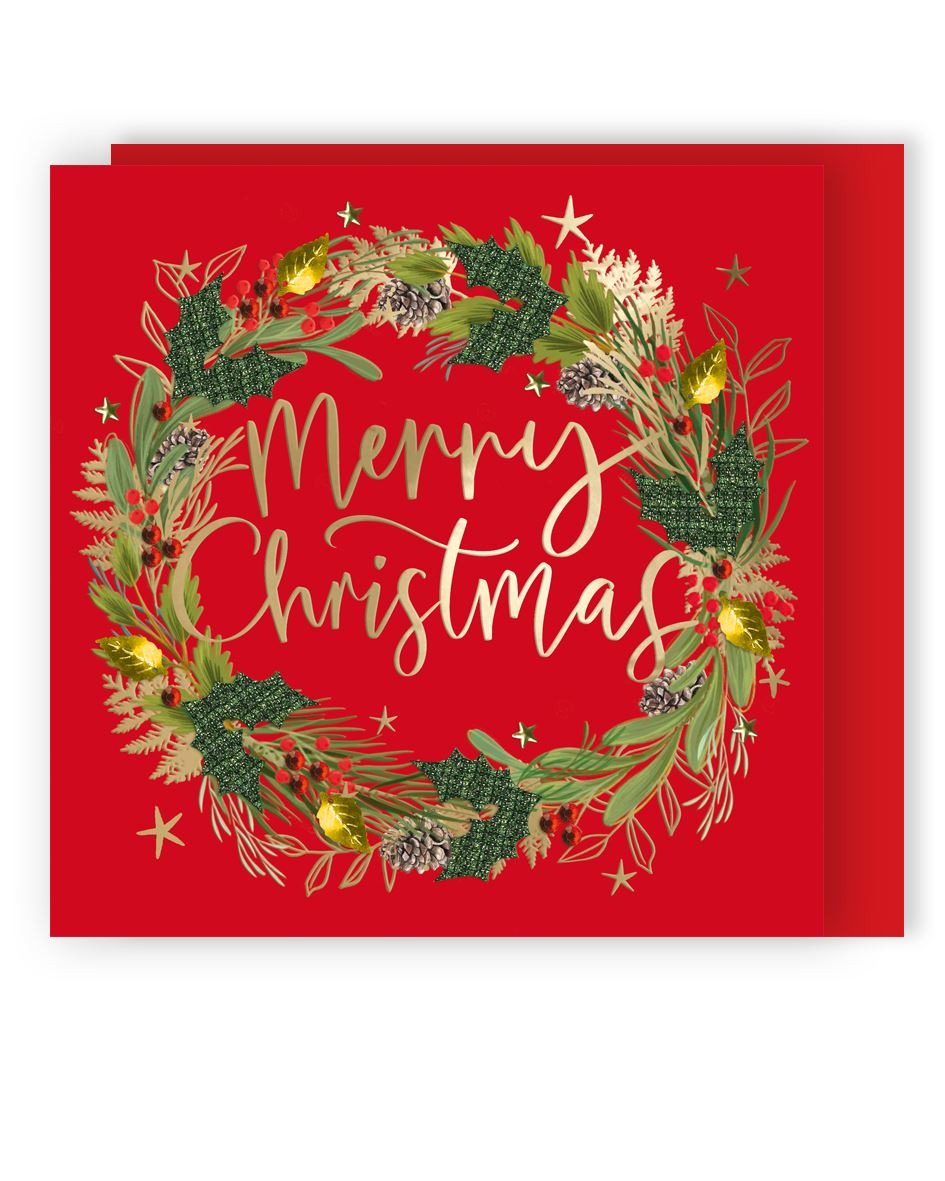 XLSB108-Second Nature-Wreath-Xmas Card Pack-Sparkle Boxed Cards
