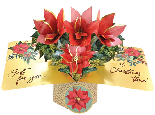 XPOP072-Second Nature-Poinsettias-Xmas Card-Pop Ups