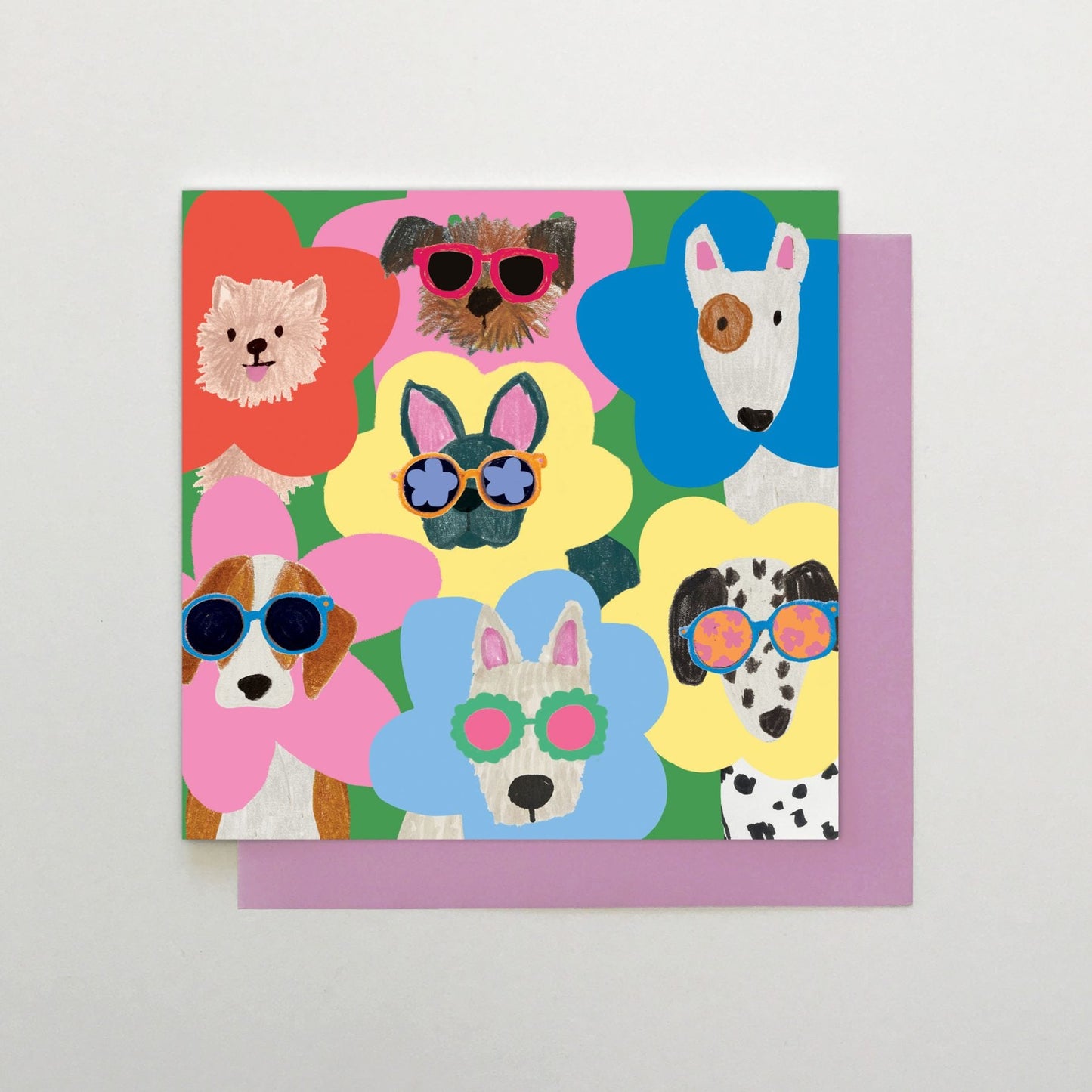 AC010-Stop The Clock-Dogs In Flowers-Card-Art Card