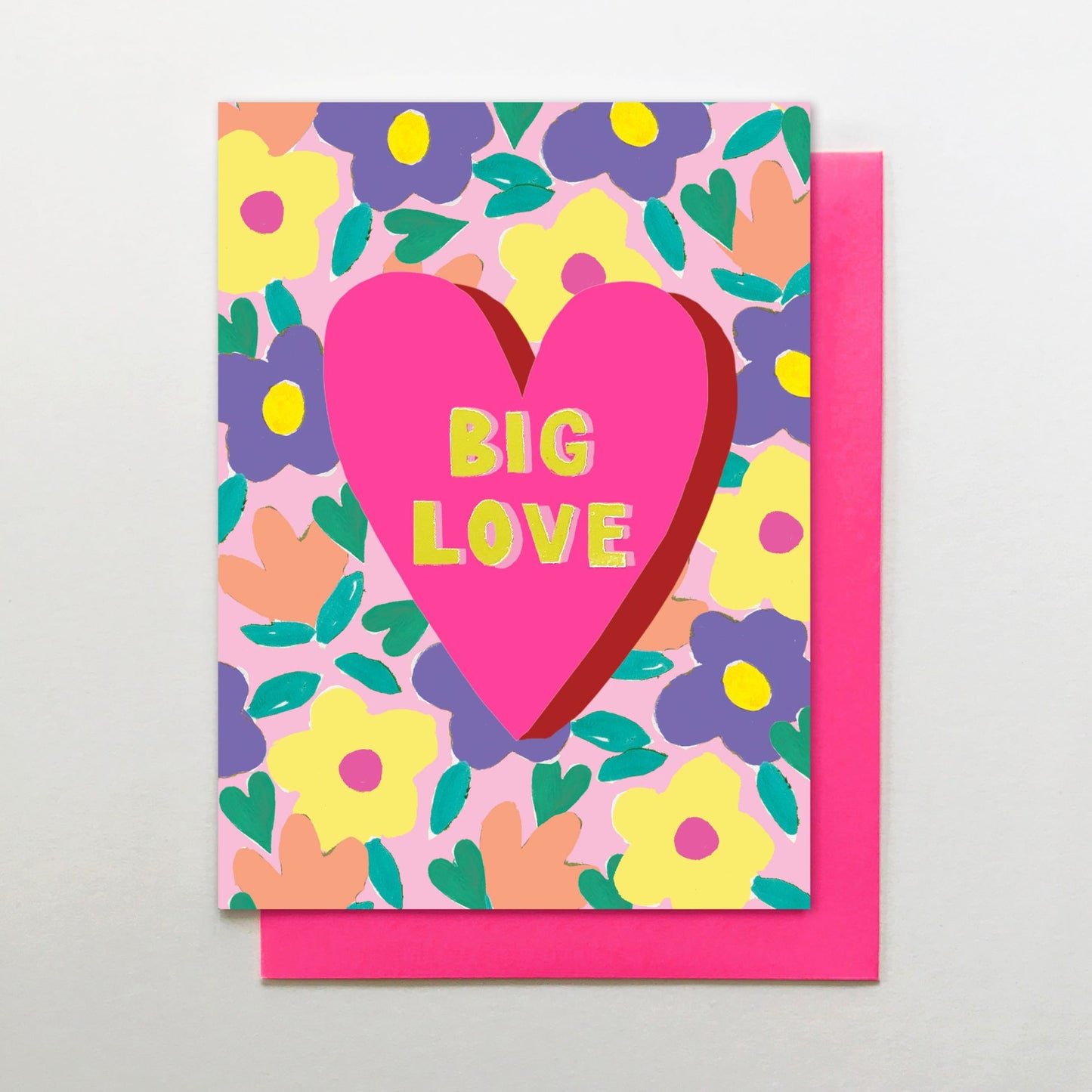 GDN007-Stop The Clock-Big Love Heart-Card-Garden Brights