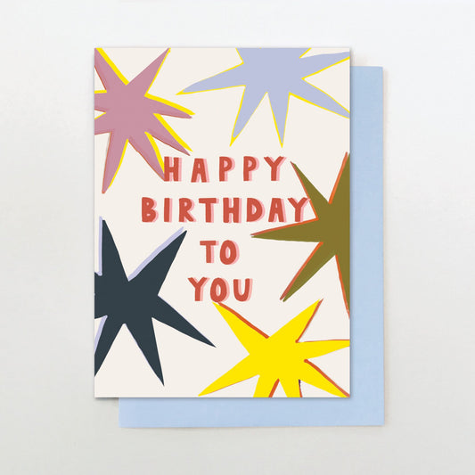 GDN038-Stop The Clock-Card- Birthday Neon Starbursts-Card-Garden Brights