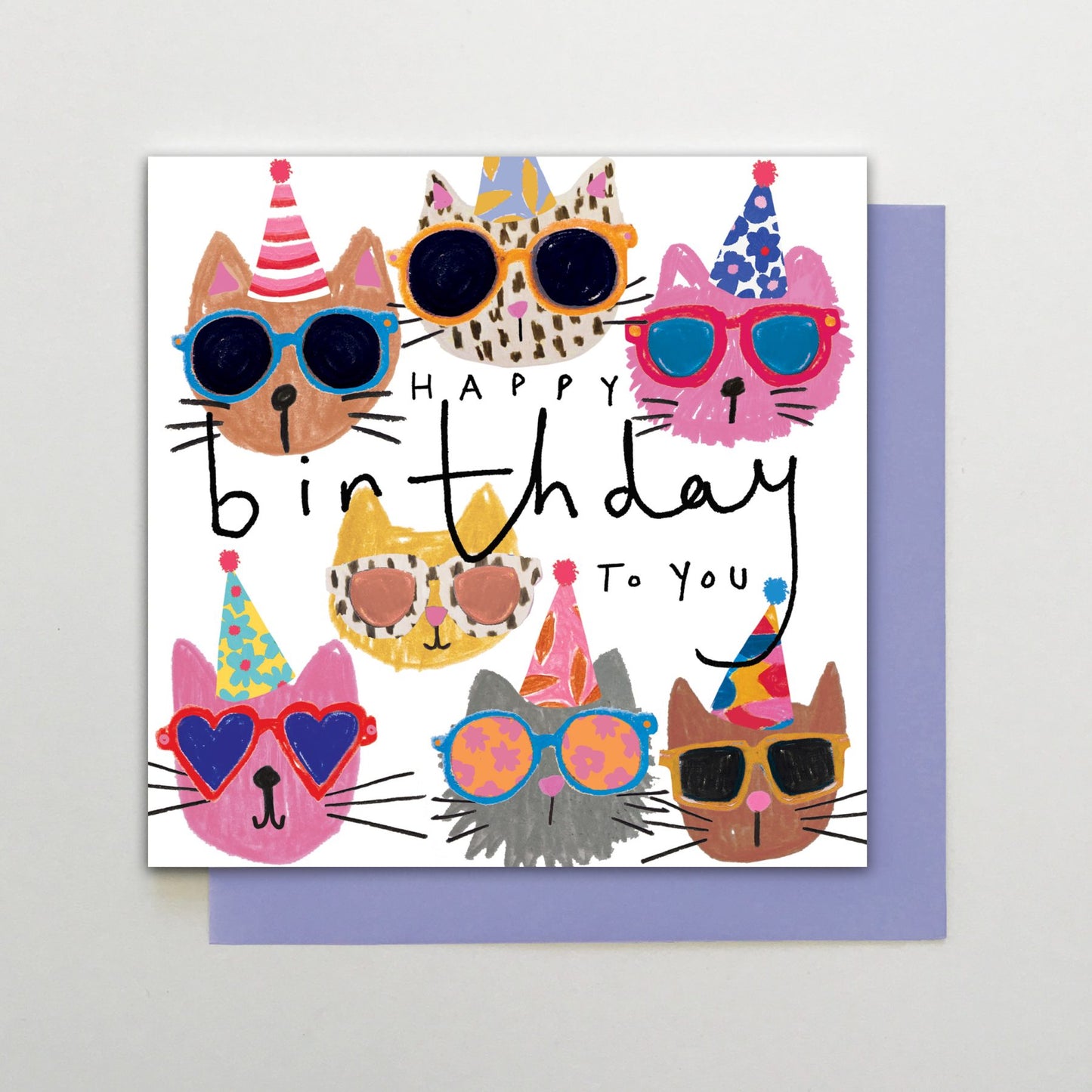 HA009-Stop The Clock-Birthday Cat Faces-Card-Happy Days