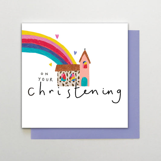 HA023-Stop The Clock-Card- Christening Rainbow And Church-Card-Happy Days