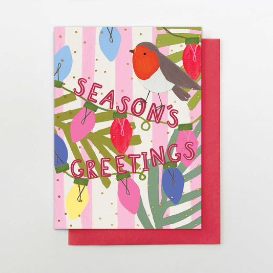 IC002-Stop The Clock-Robin & Xmas Lights-Xmas Card-It'S Christmas