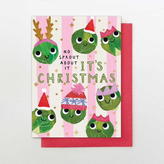 IC011-Stop The Clock-It'S Christmas Sprouts-Xmas Card-It'S Christmas