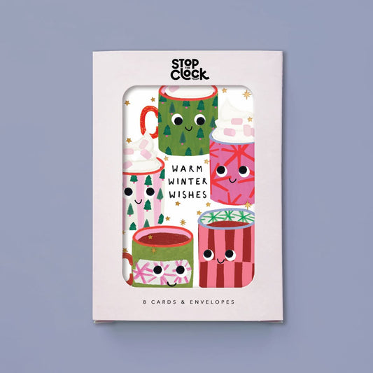 ICB048-Stop The Clock-Warm Winter Wishes-Xmas Card Pack-It'S Christmas - 8 Packs