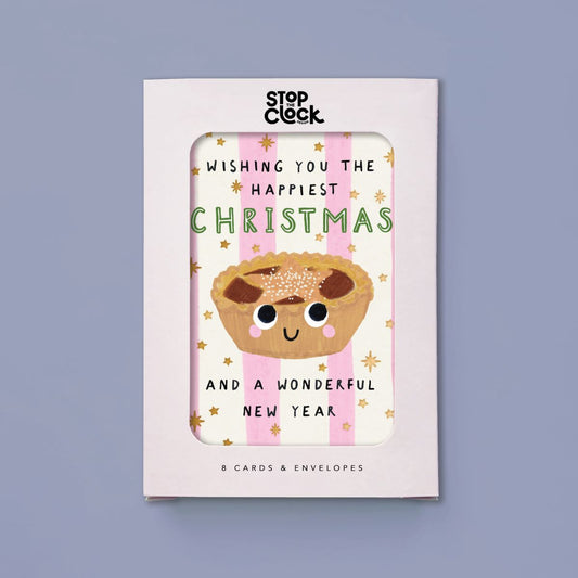 ICB050-Stop The Clock-Mince Pie-Xmas Card Pack-It'S Christmas - 8 Packs