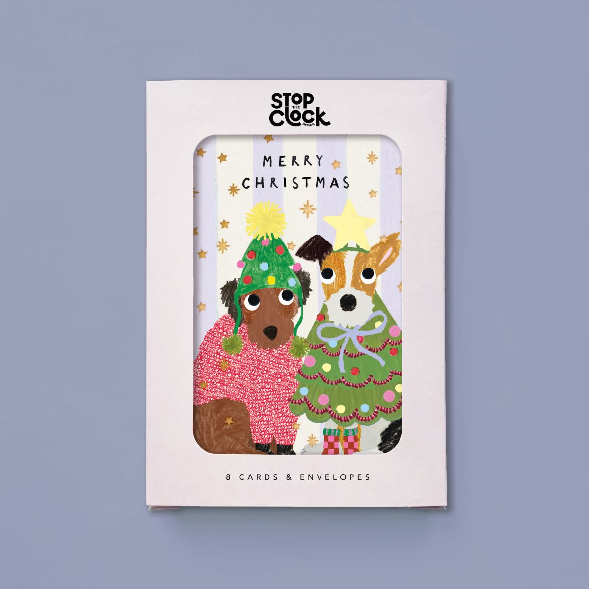 ICB054-Stop The Clock-Merry Christmas Dogs-Xmas Card Pack-It'S Christmas - 8 Packs