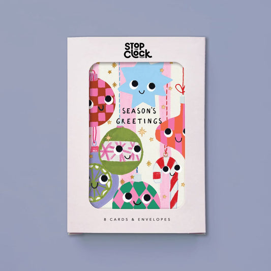 ICB056-Stop The Clock-Baubles-Xmas Card Pack-It'S Christmas - 8 Packs