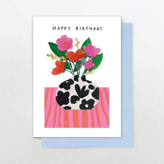 M005-Stop The Clock-Floral Vase Birthday-Card-Moments