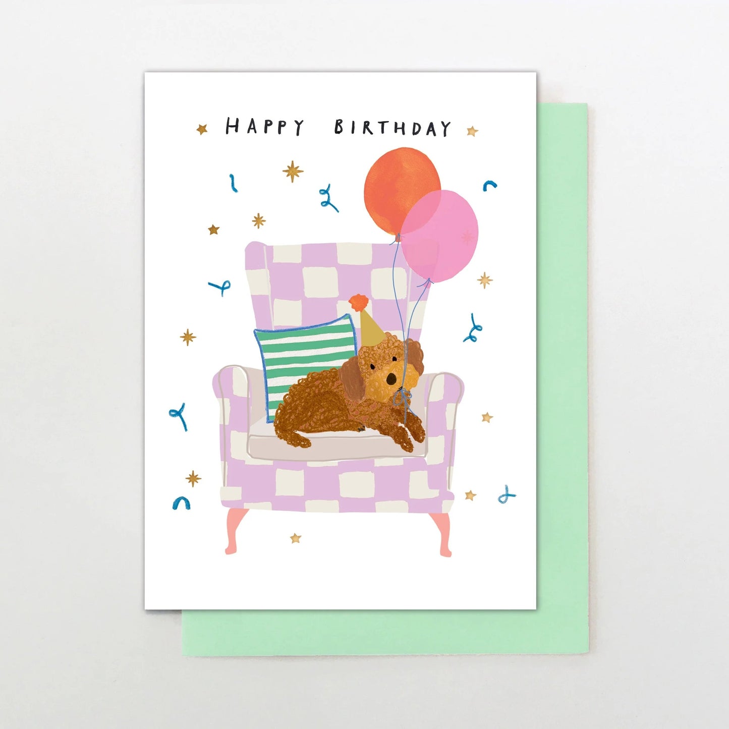 M007-Stop The Clock-Dog With Balloons-Card-Moments
