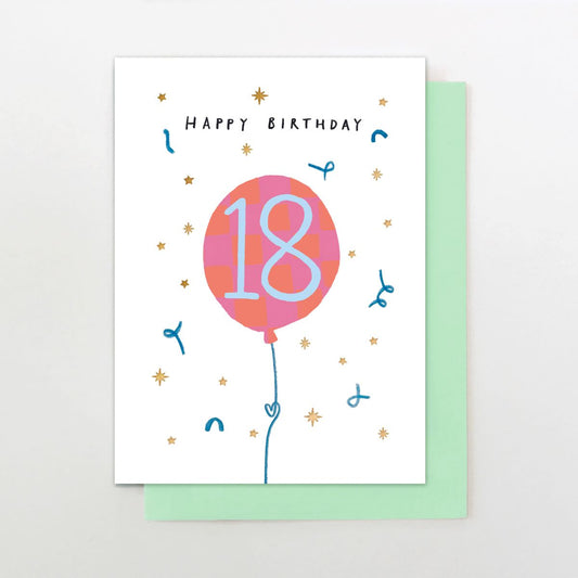 M025-Stop The Clock-Card - Female Age 18 Balloon-Card-Moments