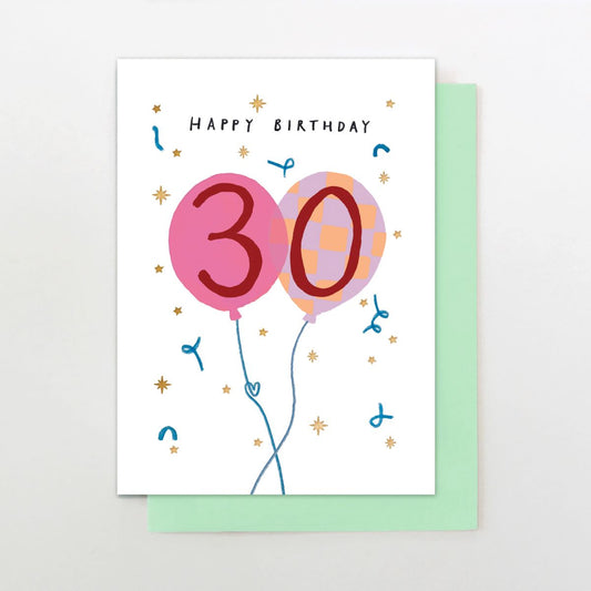 M027-Stop The Clock-Card - Female Age 30 Balloons-Card-Moments