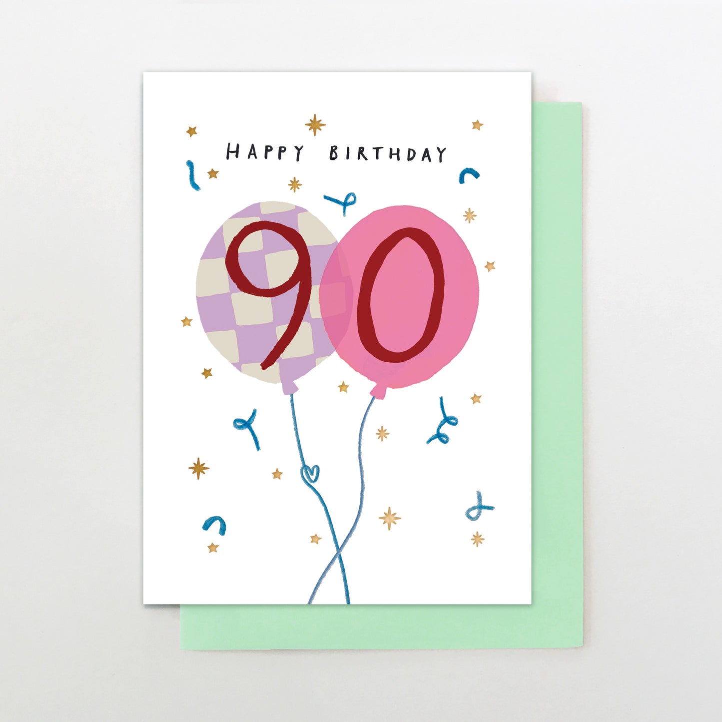 M033-Stop The Clock- Female Age 90 Balloons-Card-Moments