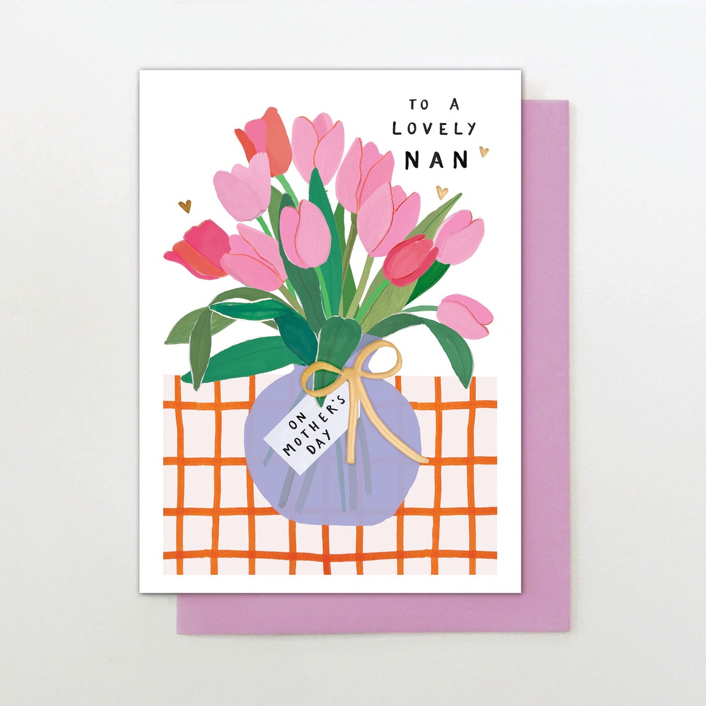 MF024-Stop The Clock-Card - Lovely Nan Vase Of Tulips-Card-Moments For Mum