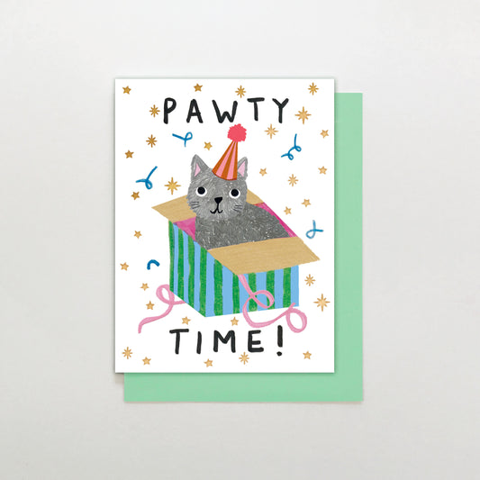 MINI003-Stop The Clock-Card - Pawty Time Cat In Box-Card-Mini Moments