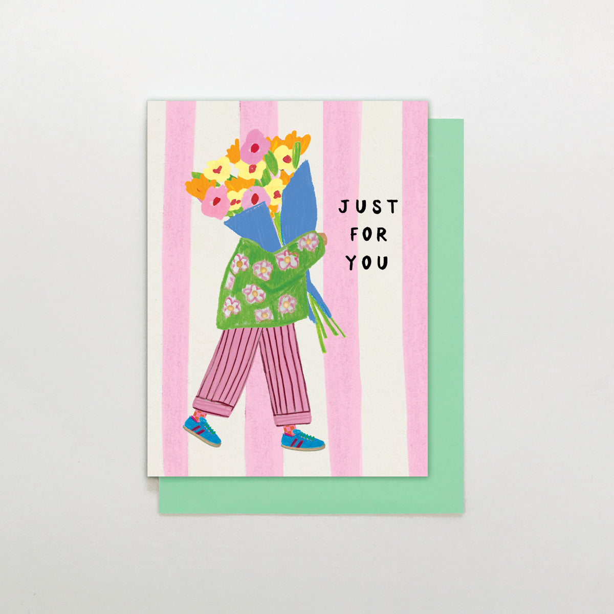 MINI024-Stop The Clock-Just For You Person Carrying Flowers-Card-Mini Moments