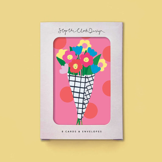 NC034-Stop The Clock-Bunch Of Flowers-Card Pack-Notecards