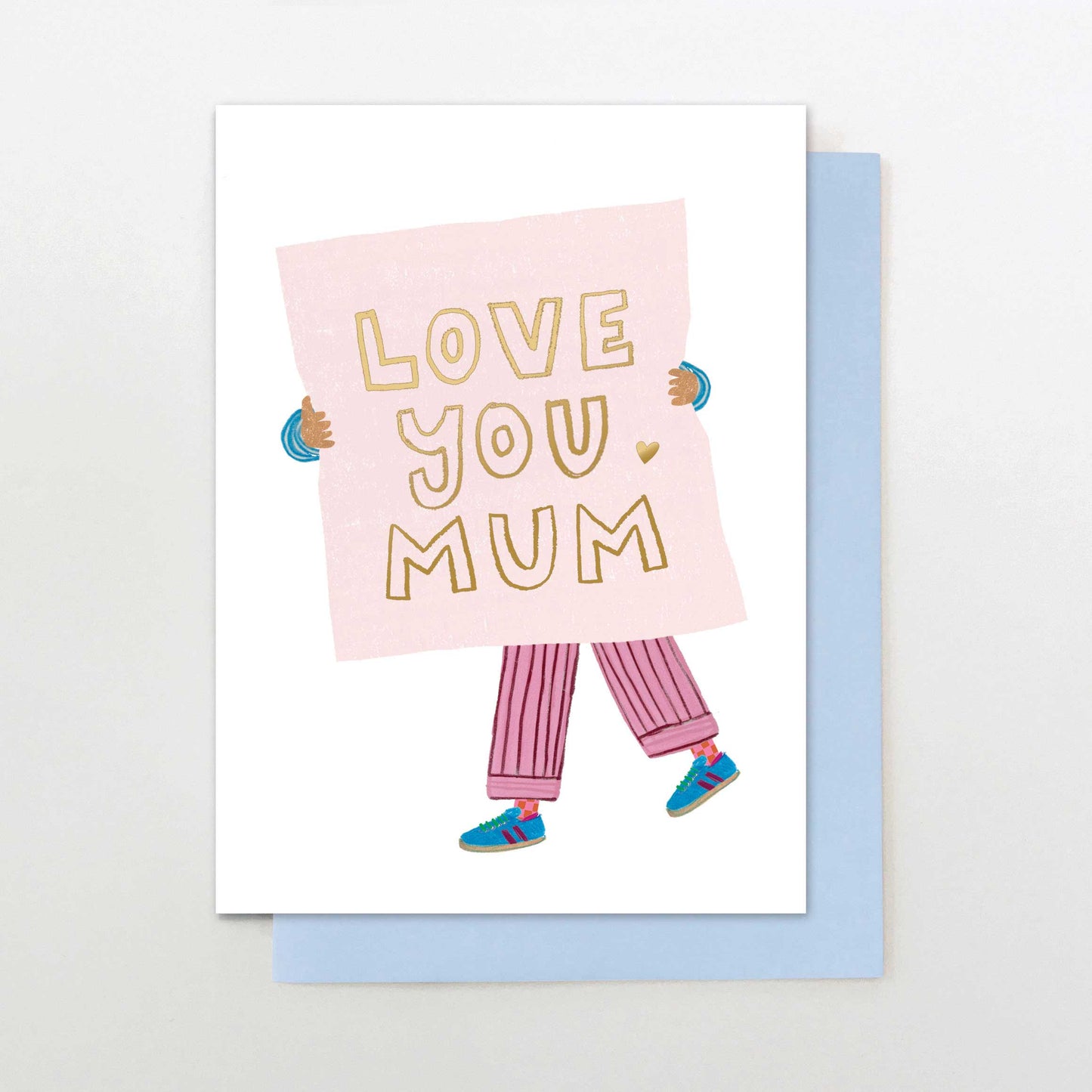 POS003-Stop The Clock-Love You Mum Person With Sign-Card-Posy