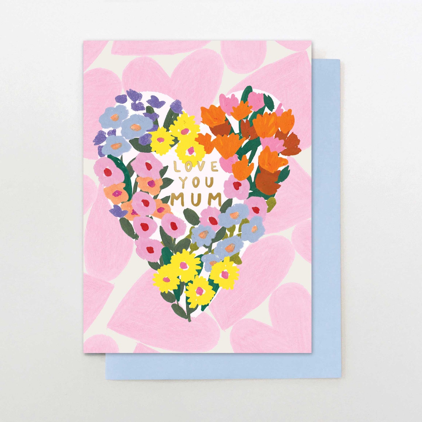 POS004-Stop The Clock-Love You Mum Floral Wreath Heart-Card-Posy