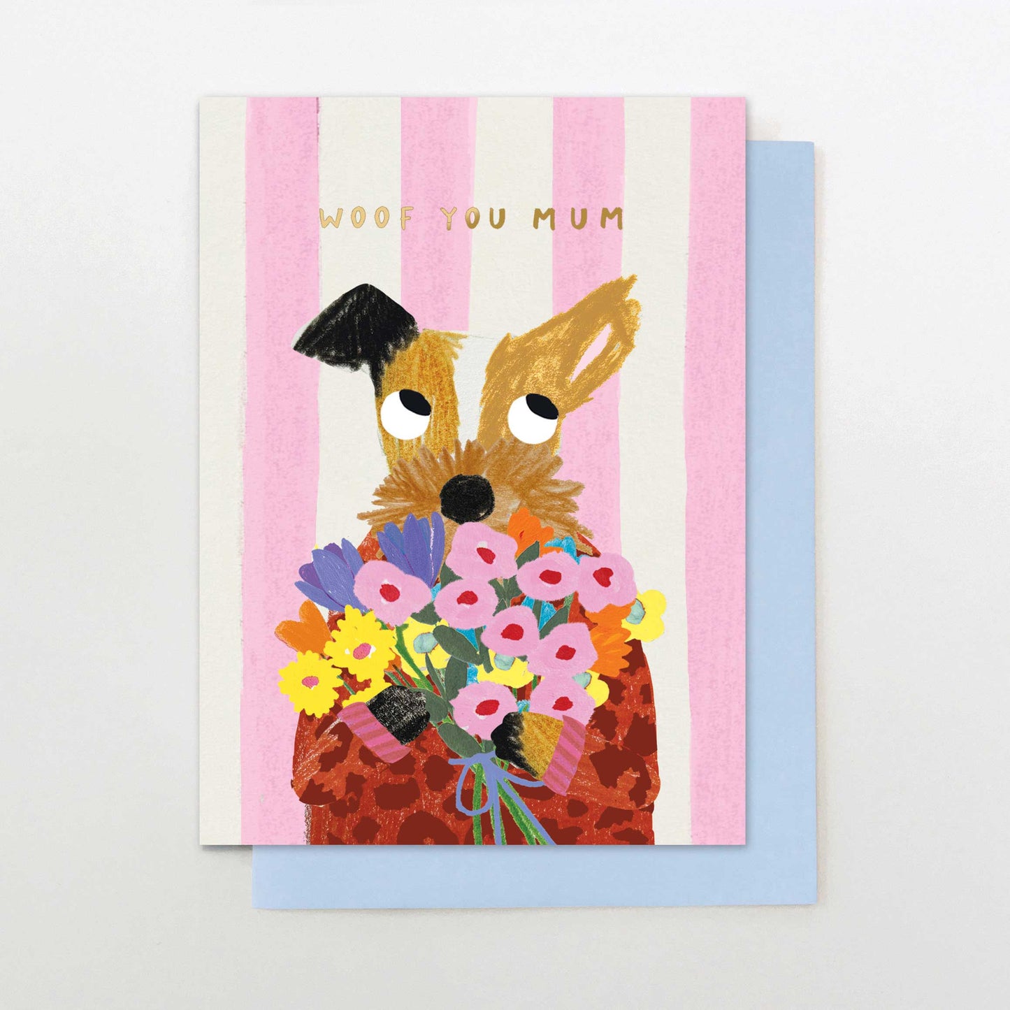 POS013-Stop The Clock-Woof You Mum Dog With Flowers-Card-Posy