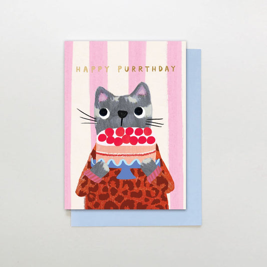SR001-Stop The Clock-Card- Happy Purrthday-Card-Sugar Stripes