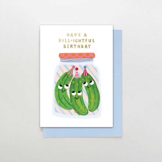 SR037-Stop The Clock-Have A Dill-Ightful Birthday-Card-Sugar Stripe