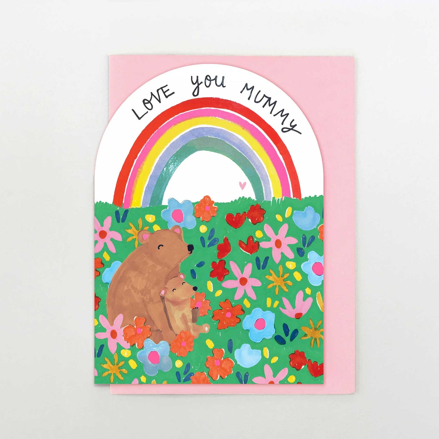 WF018-Stop The Clock-Card - Love You Mummy Rainbow & Bears-Card-Wild Flower