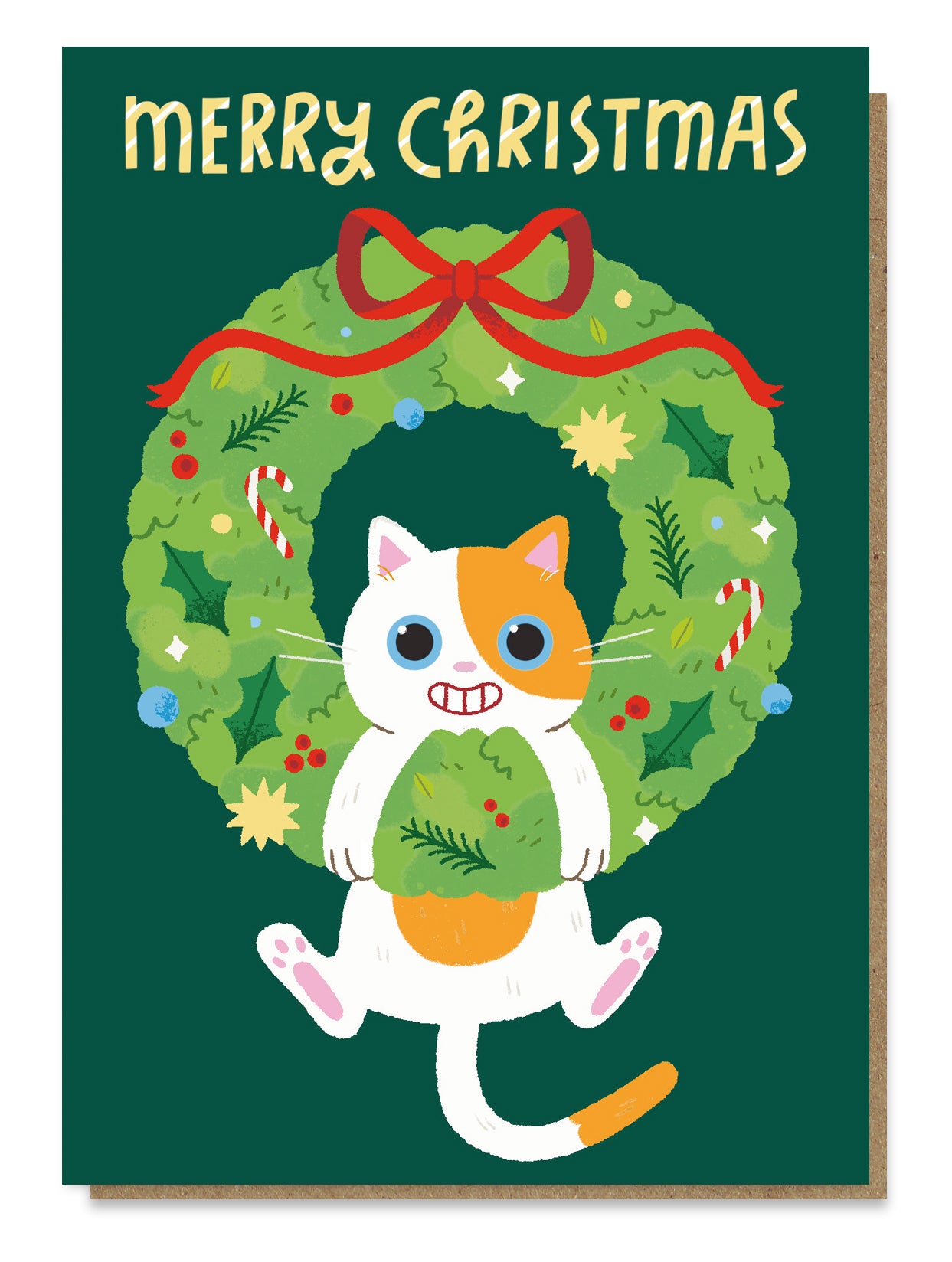 CATNIP012-Stormy Knight-Kitty Wreath-Xmas Card-