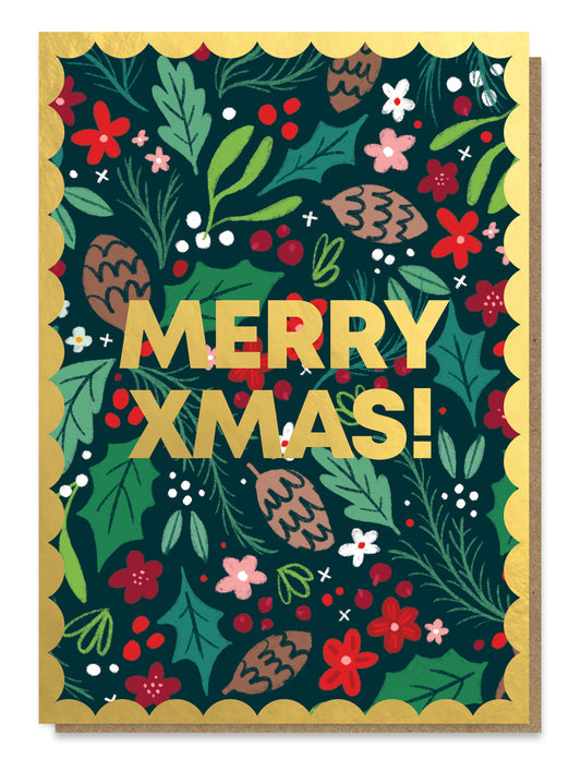 HURRAH012-Stormy Knight-Christmas Floral-Xmas Card-