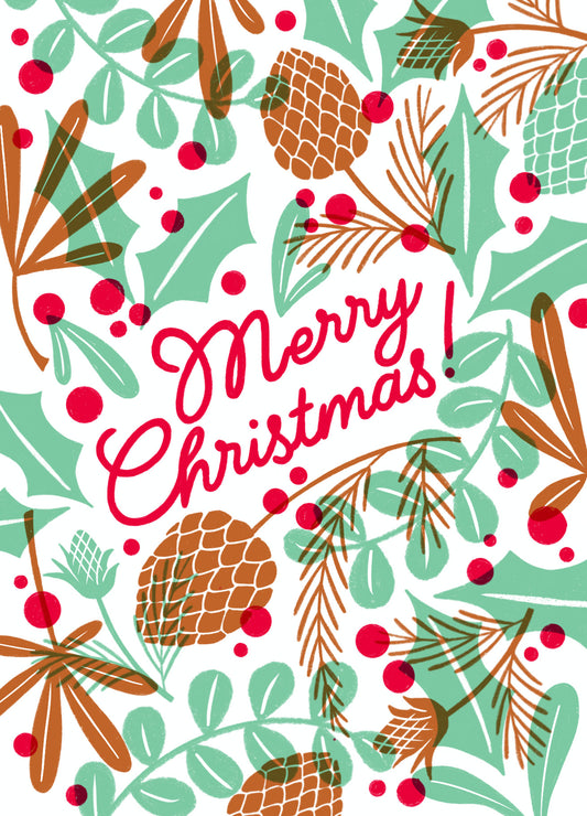 P&P067-Stormy Knight-Pine Cones-Xmas Card-Pressed & Posted