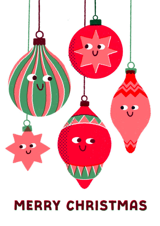 P&P072-Stormy Knight-Silly Baubles-Xmas Card-Pressed & Posted