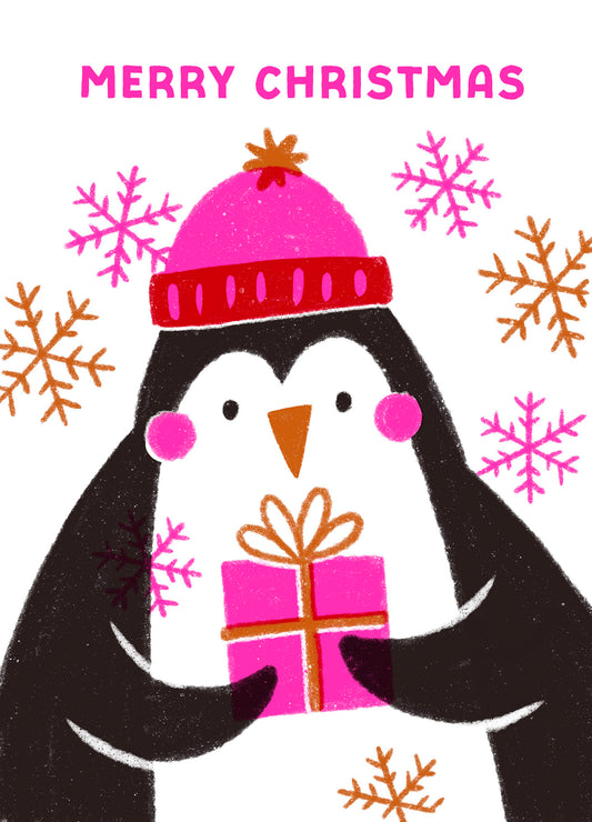 P&P074-Stormy Knight-Pink Penguin-Xmas Card-Pressed & Posted