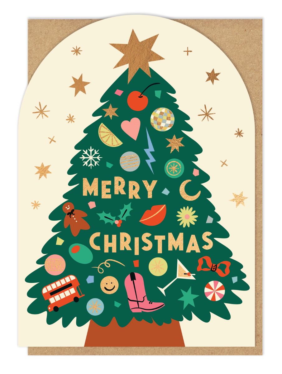 SHELBY012-Stormy Knight-Merry Christmas Tree-Xmas Card-