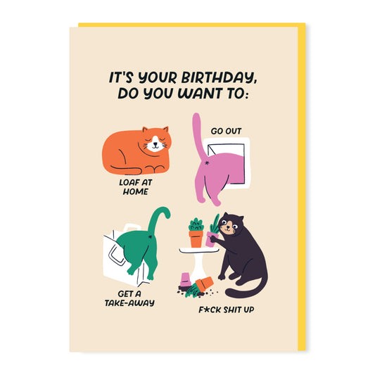 SW289-Stoats & Weasels-Cat Birthday-Card-