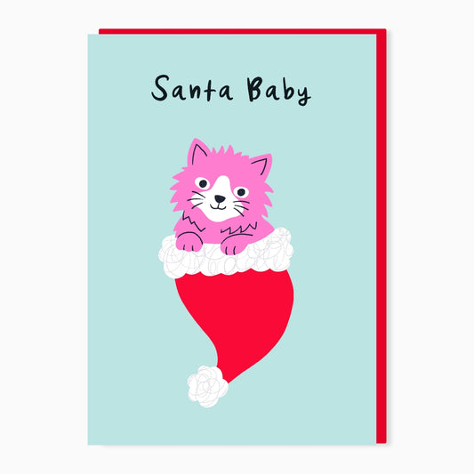 SW547-Stoats & Weasels-Santa Baby-Xmas Card-