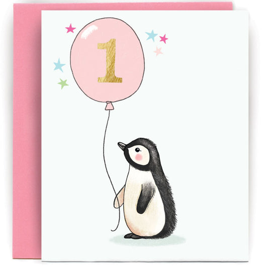 AGEG01-Susan O'Hanlon-Baby Penguin And Balloon 1 Girl-Card-Sketch