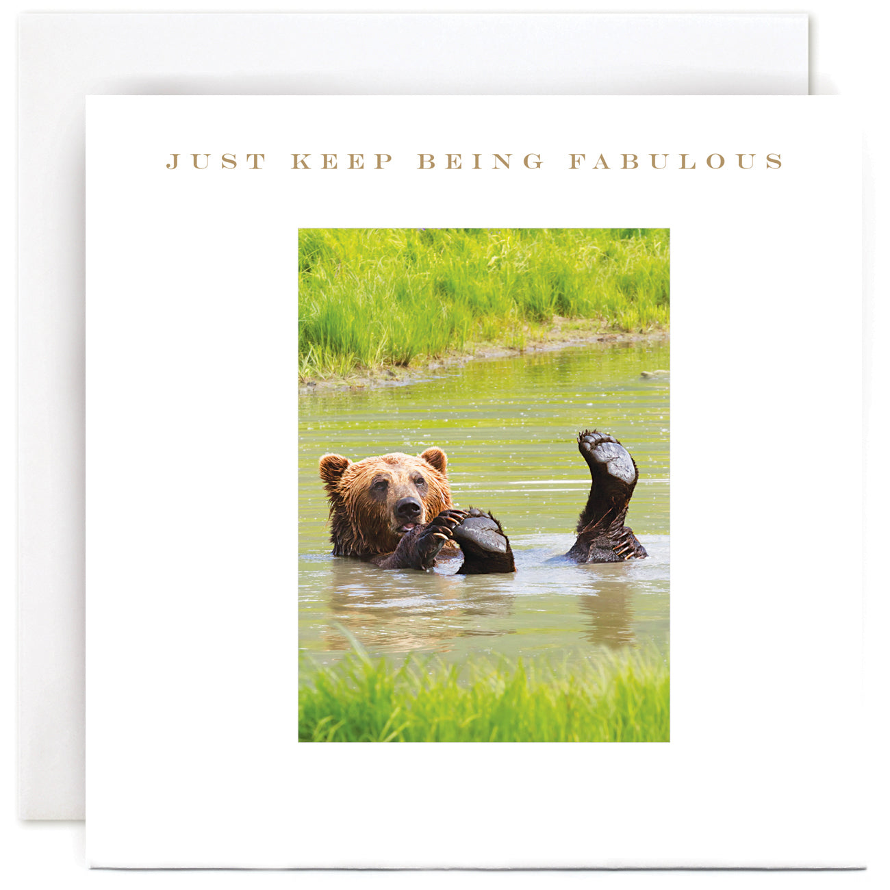 B228-Susan O'Hanlon-Brown Bear Bathing-Card-Classic