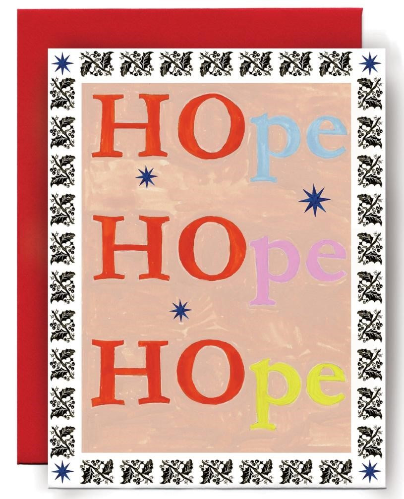 C2602-Susan O'Hanlon-Hope Text Red-Xmas Card-Hope