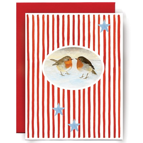 C2604-Susan O'Hanlon-Robin Striped-Xmas Card-Hope